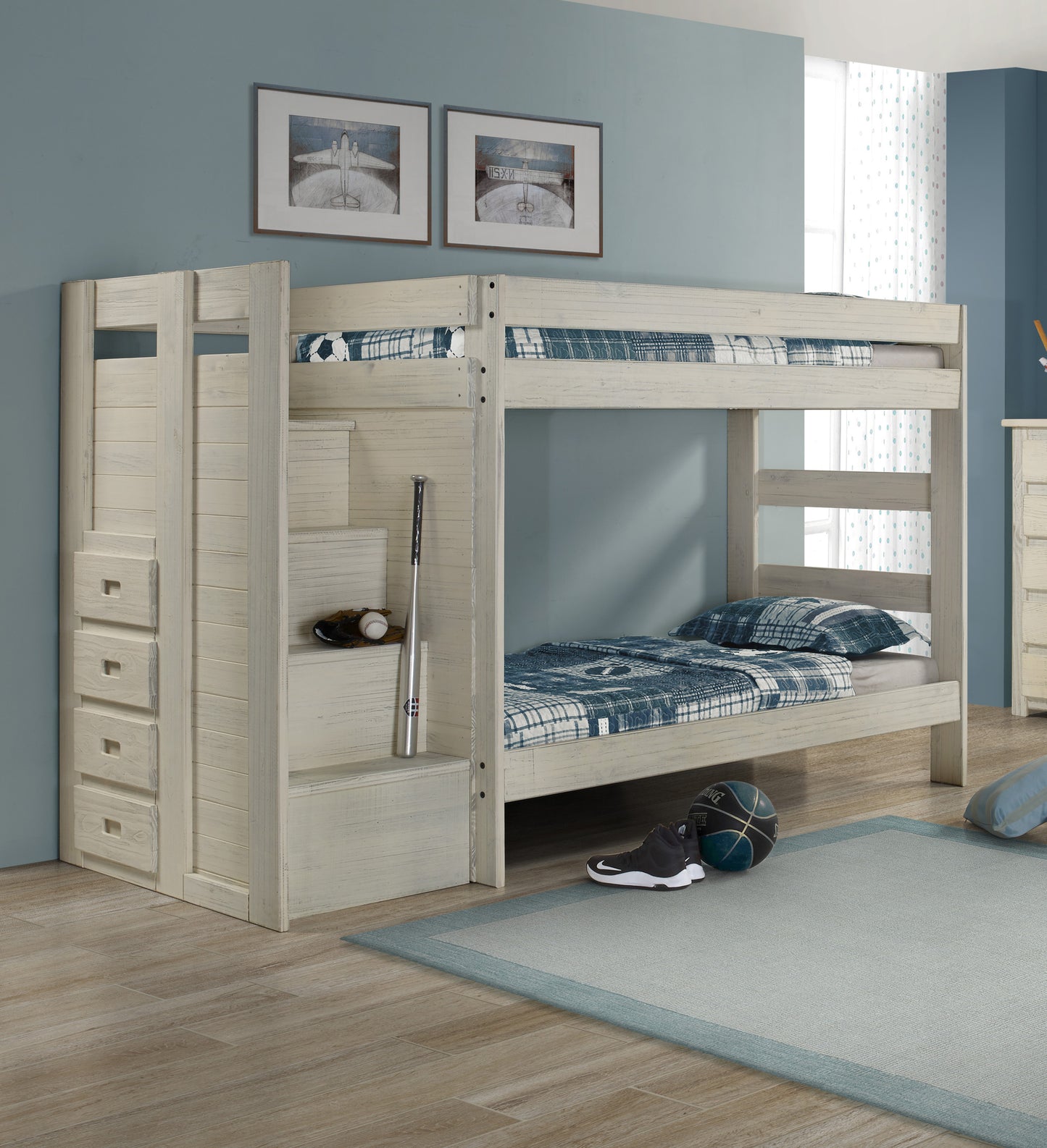 411B – Mountain Brook Double Twin Staircase Bunk Bed