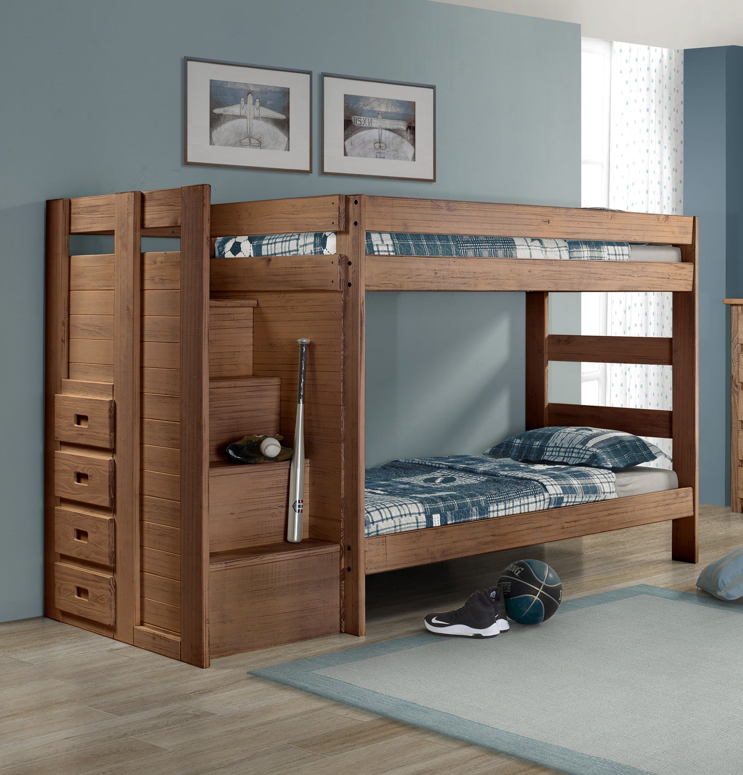 411B – Mountain Brook Double Twin Staircase Bunk Bed