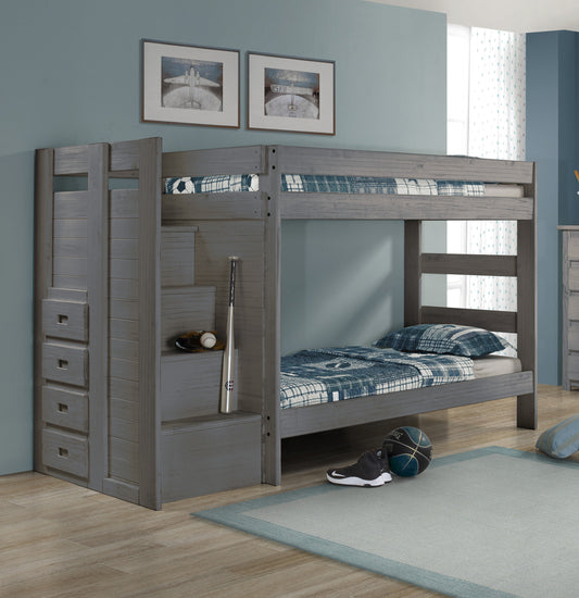 411B – Mountain Brook Double Twin Staircase Bunk Bed